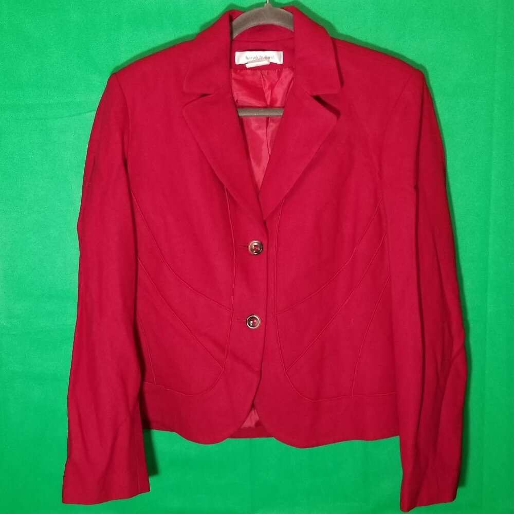 Harve Benard Women Size 14 Red Blazer Wool Blend‎ Career Office Jacket